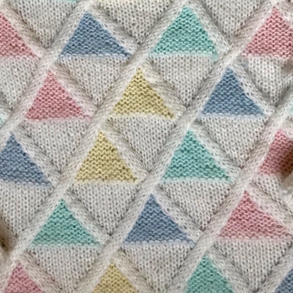 VIVA L.A. 90s Era Knitted Geometric Pastels Pull Over Grandmacore  Sweater - Picture 3 of 7